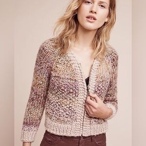 Anthropologie +Angel Of The North Aurora Multi Zip-Front Chunky Cardigan. size L
